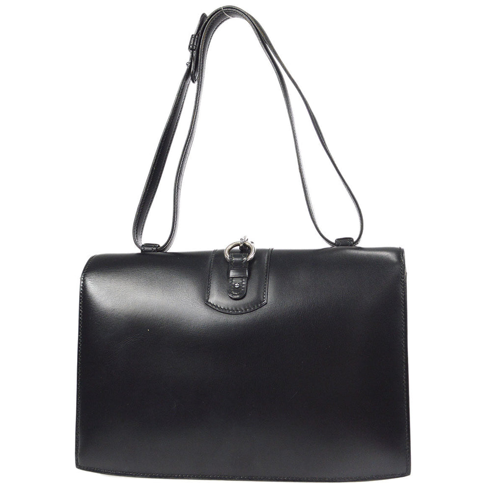 HERMES * 1972 Chaine D'Ancre Shoulder Bag Black Box Calf