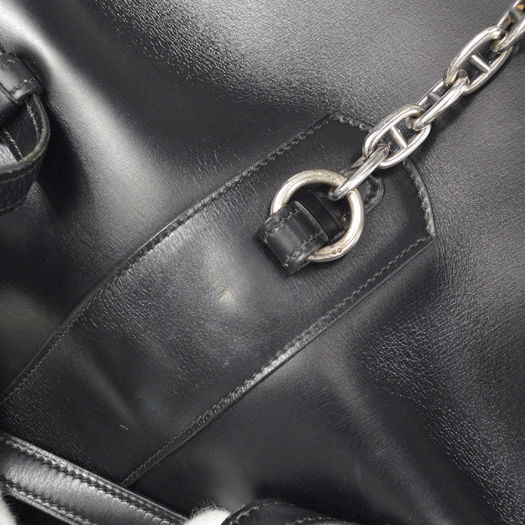 HERMES * 1972 Chaine D'Ancre Shoulder Bag Black Box Calf