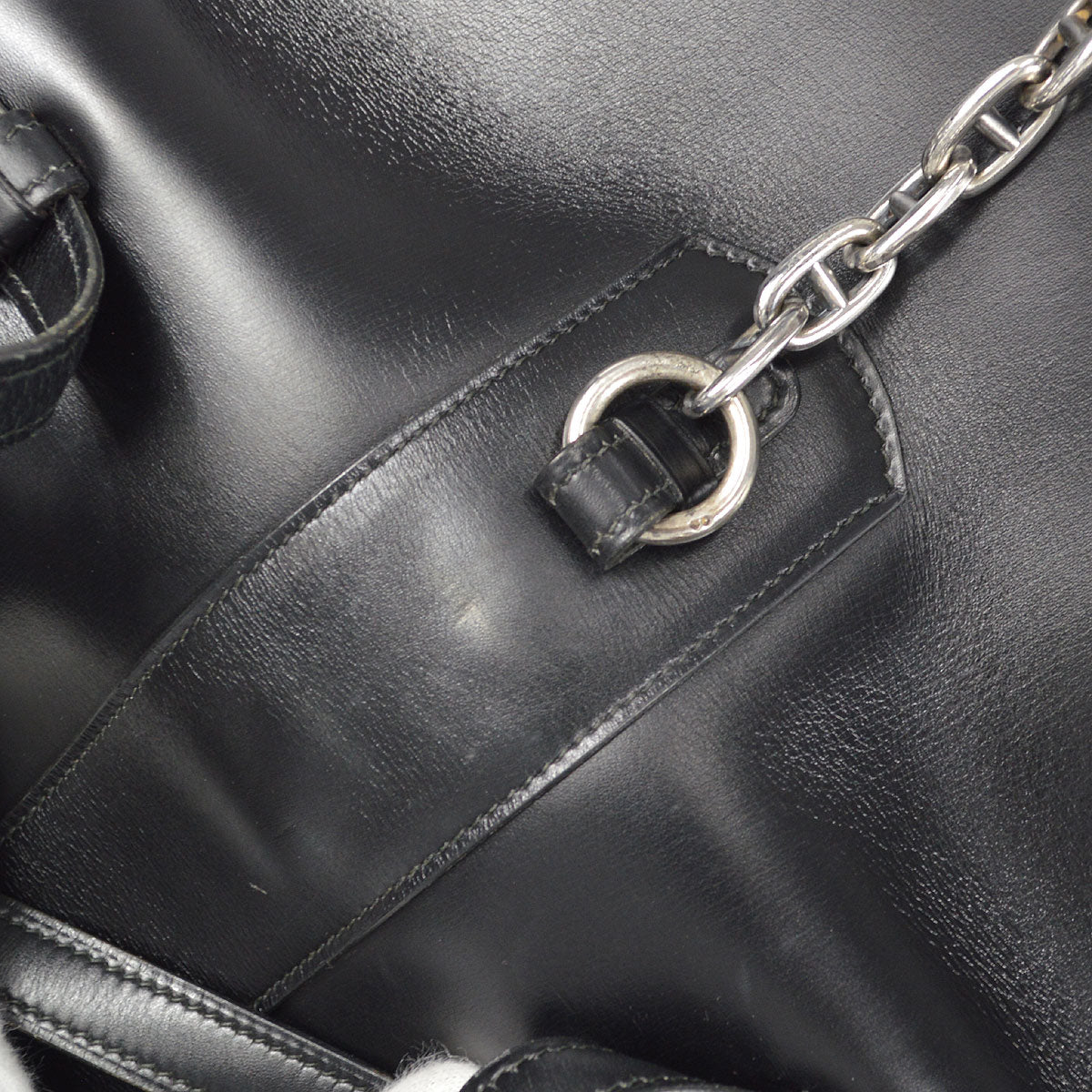 HERMES * 1972 Chaine D'Ancre Shoulder Bag Black Box Calf