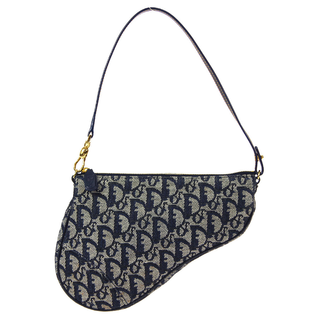 Christian Dior 2004 Trotter Saddle Handbag Navy