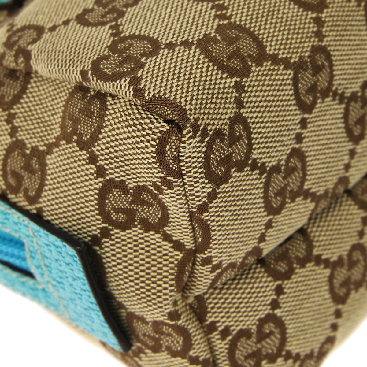 GUCCI GG Handbag Blue Beige