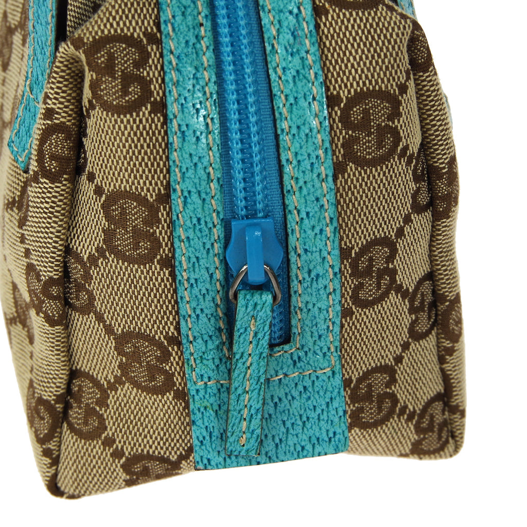 GUCCI GG Handbag Blue Beige