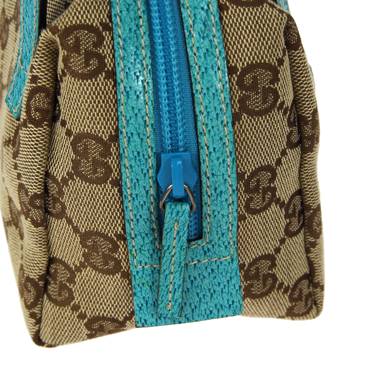 GUCCI GG Handbag Blue Beige