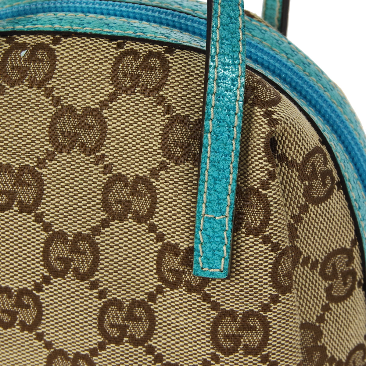 GUCCI GG Handbag Blue Beige