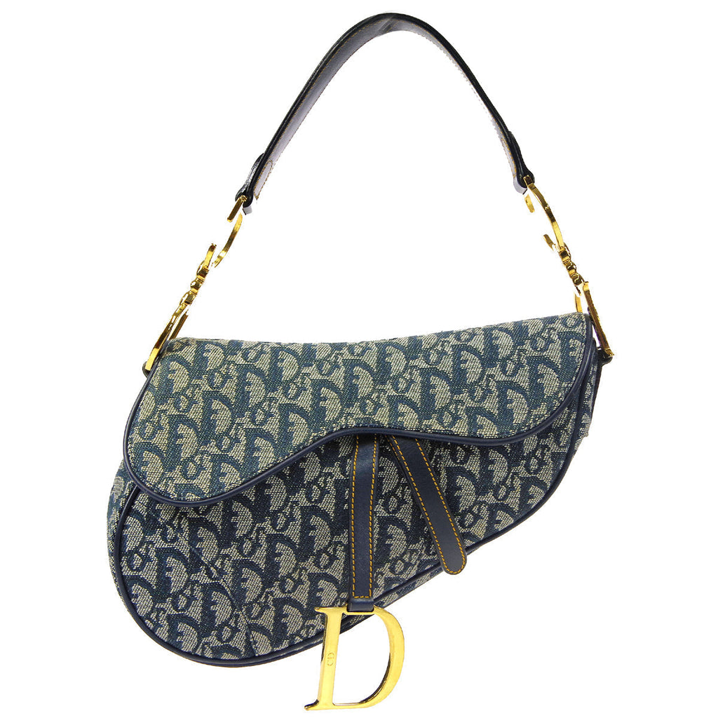 Christian Dior 2001 Trotter Saddle Handbag Navy