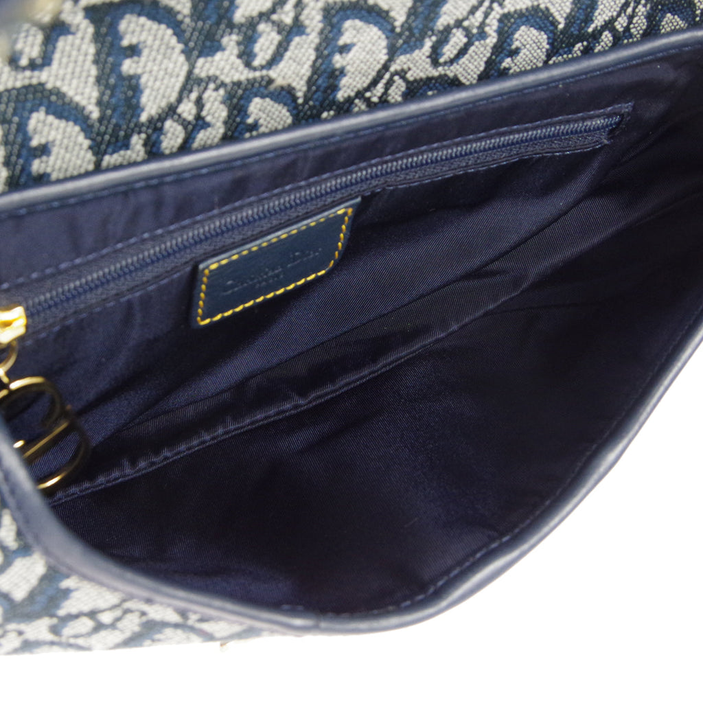 Christian Dior 2001 Trotter Saddle Handbag Navy