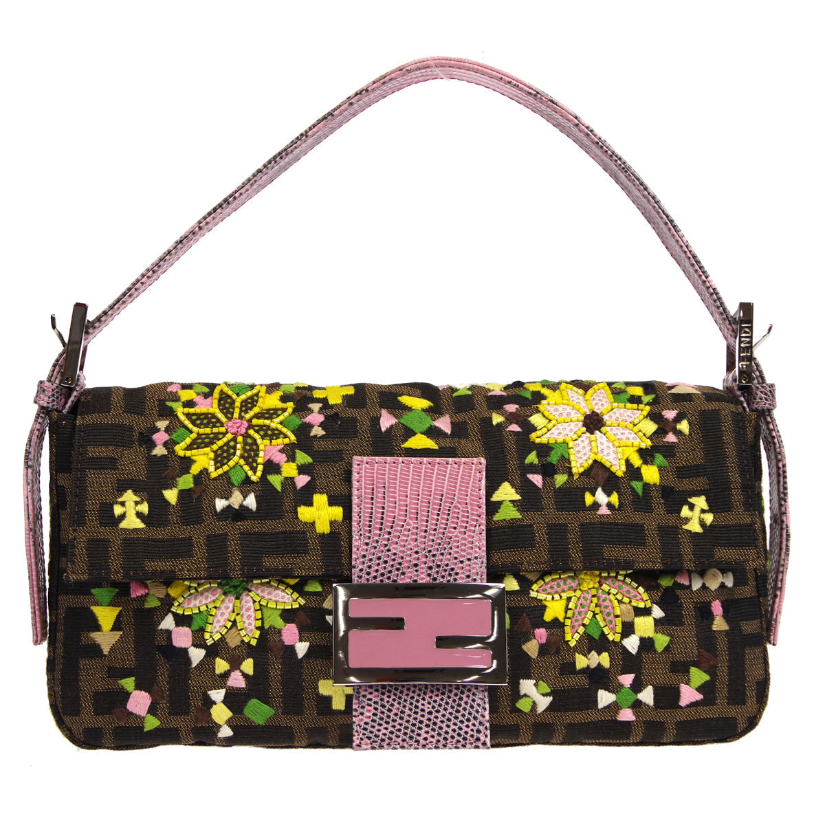 FENDI 2000s Beaded Zucca Baguette Bag Medium