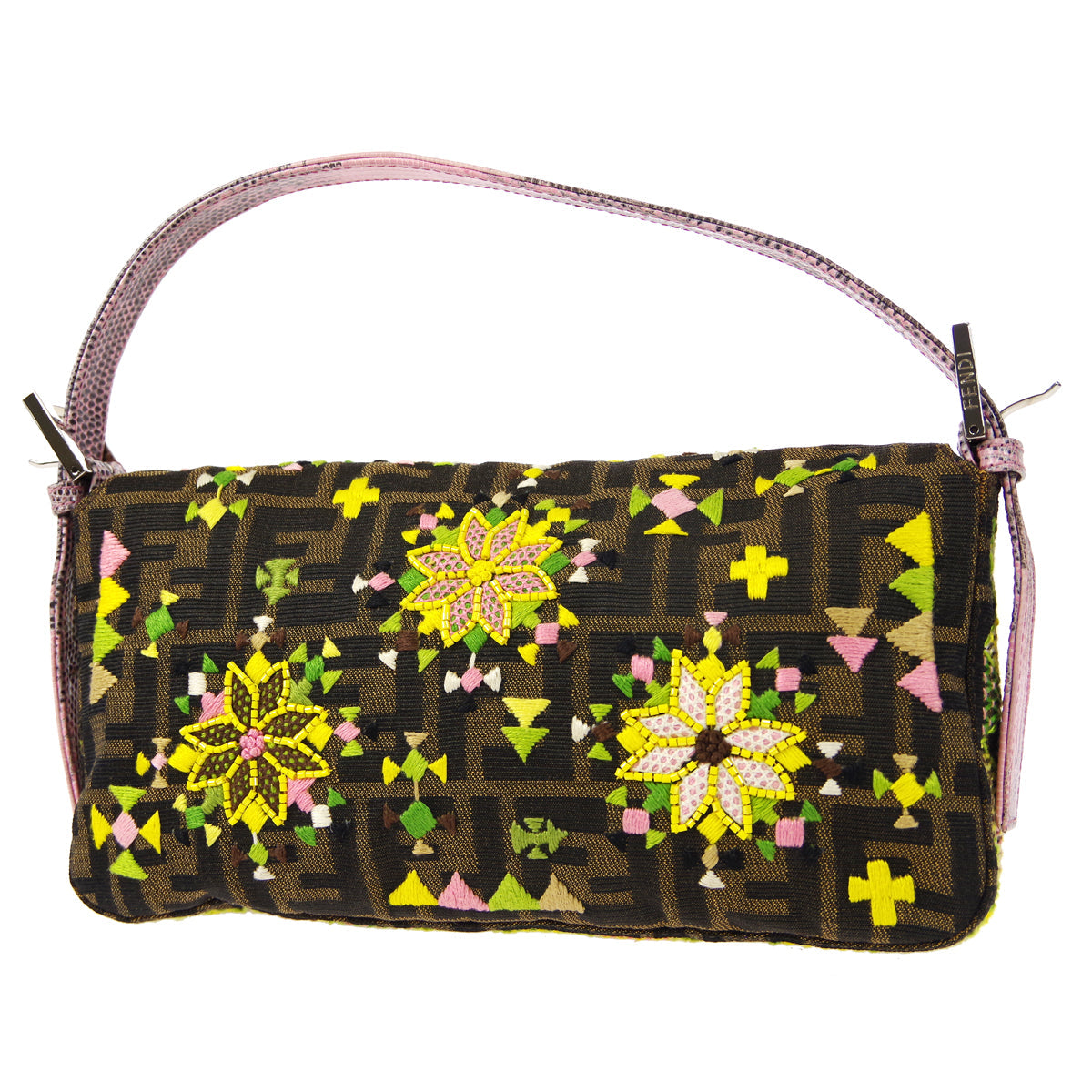 FENDI 2000s Beaded Zucca Baguette Bag Medium