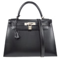 HERMES * 2003 KELLY GUILLOCHE 28 SELLIER Black Box Calf