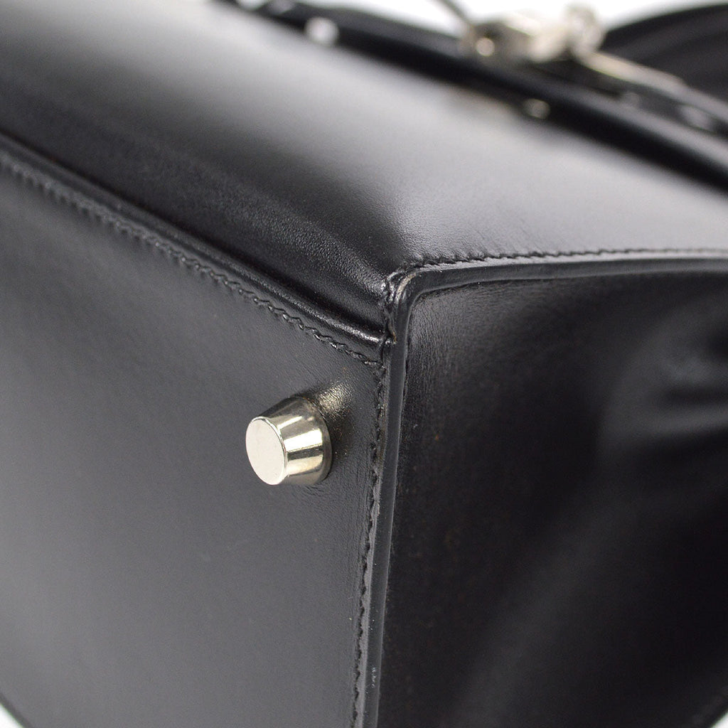 HERMES * 2003 KELLY GUILLOCHE 28 SELLIER Black Box Calf