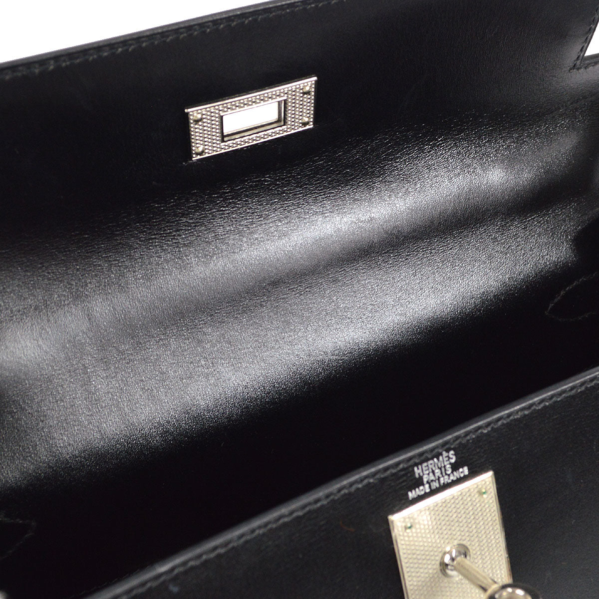 HERMES * 2003 KELLY GUILLOCHE 28 SELLIER Black Box Calf