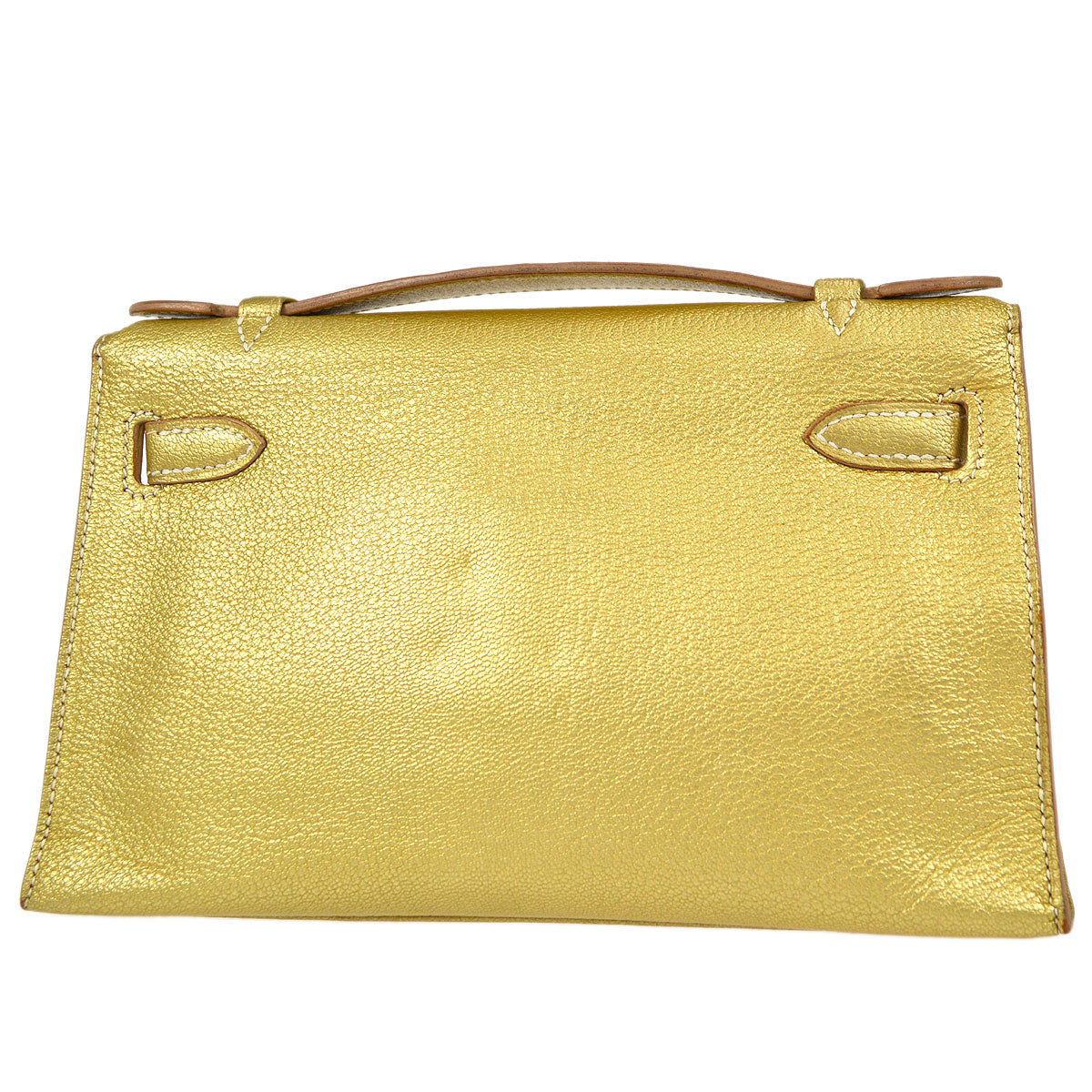 HERMES * 2005 KELLY POCHETTE Metallic Gold Chevre Myzore