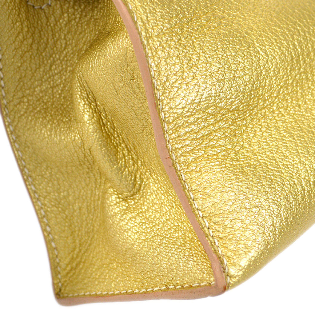 HERMES * 2005 KELLY POCHETTE Metallic Gold Chevre Myzore