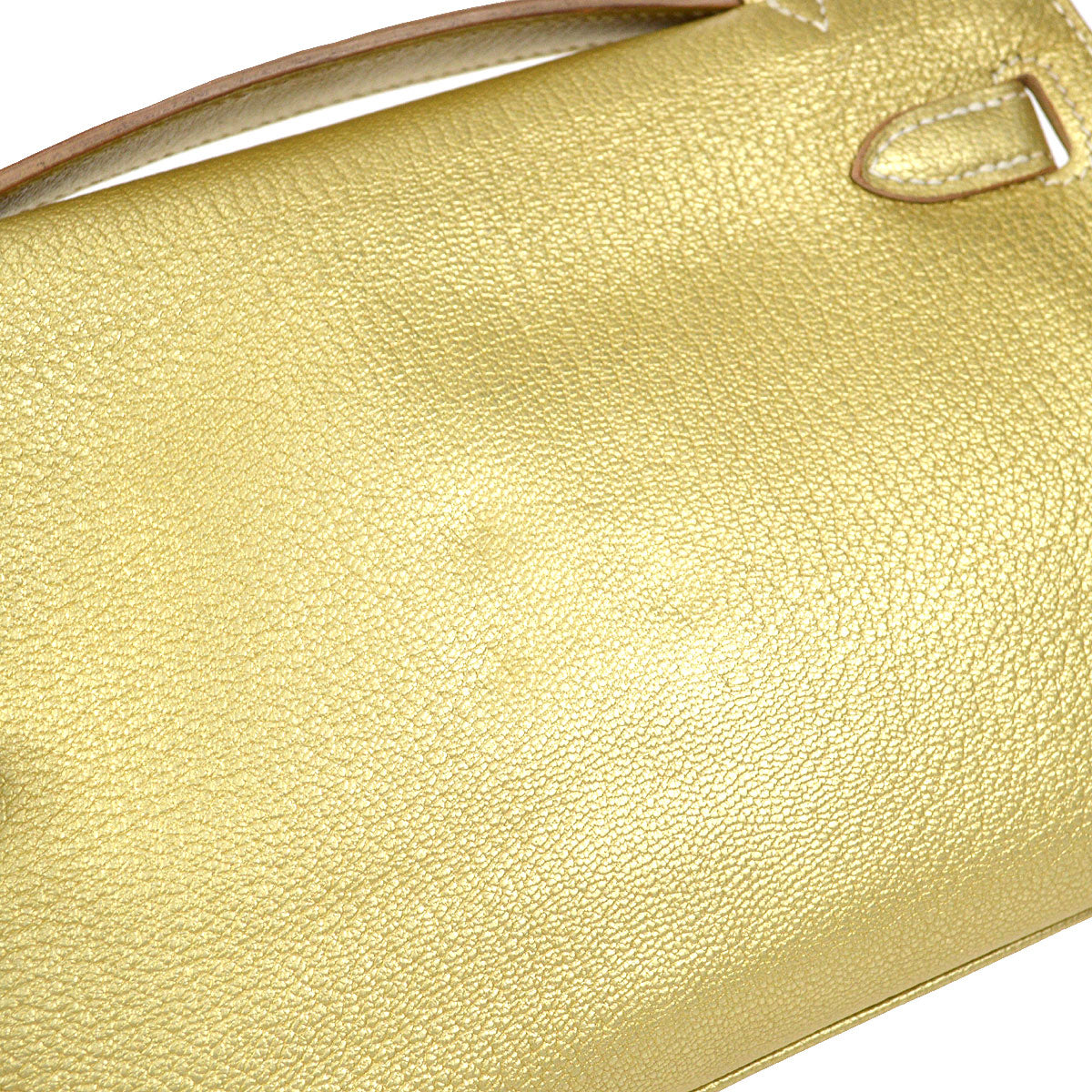 HERMES * 2005 KELLY POCHETTE Metallic Gold Chevre Myzore