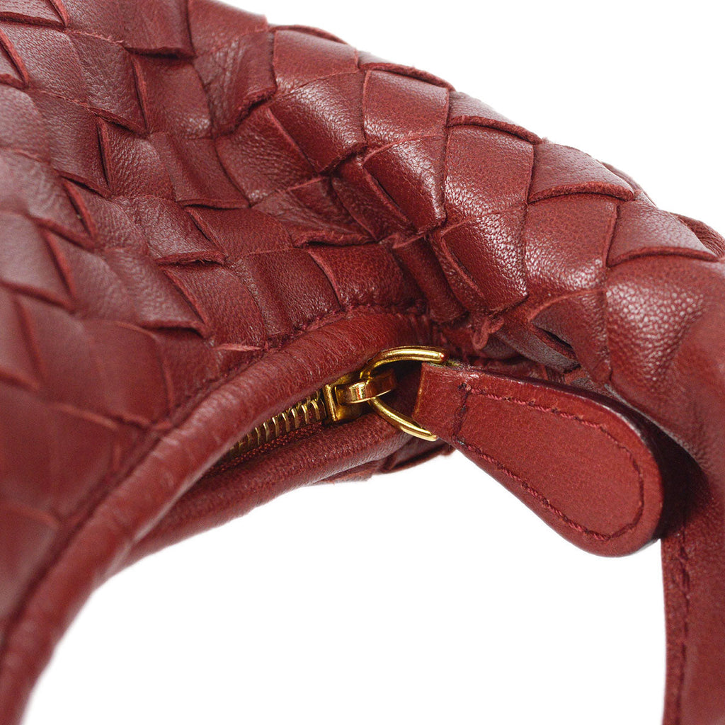 Bottega Veneta Intrecciato Hobo Handbag Red