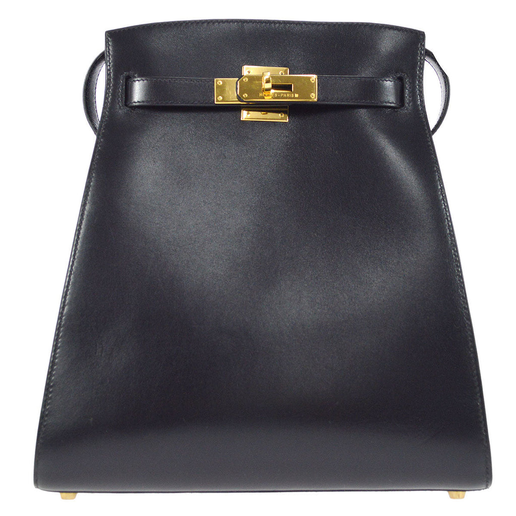 HERMES 1993 KELLY SPORT MM Black Box Calf