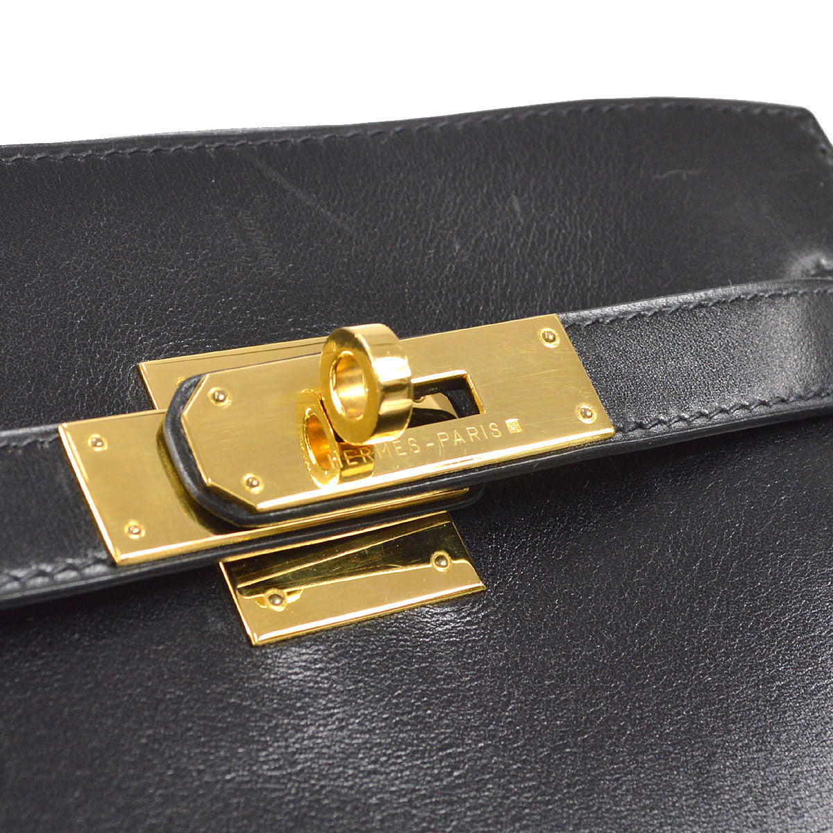HERMES 1993 KELLY SPORT MM Black Box Calf