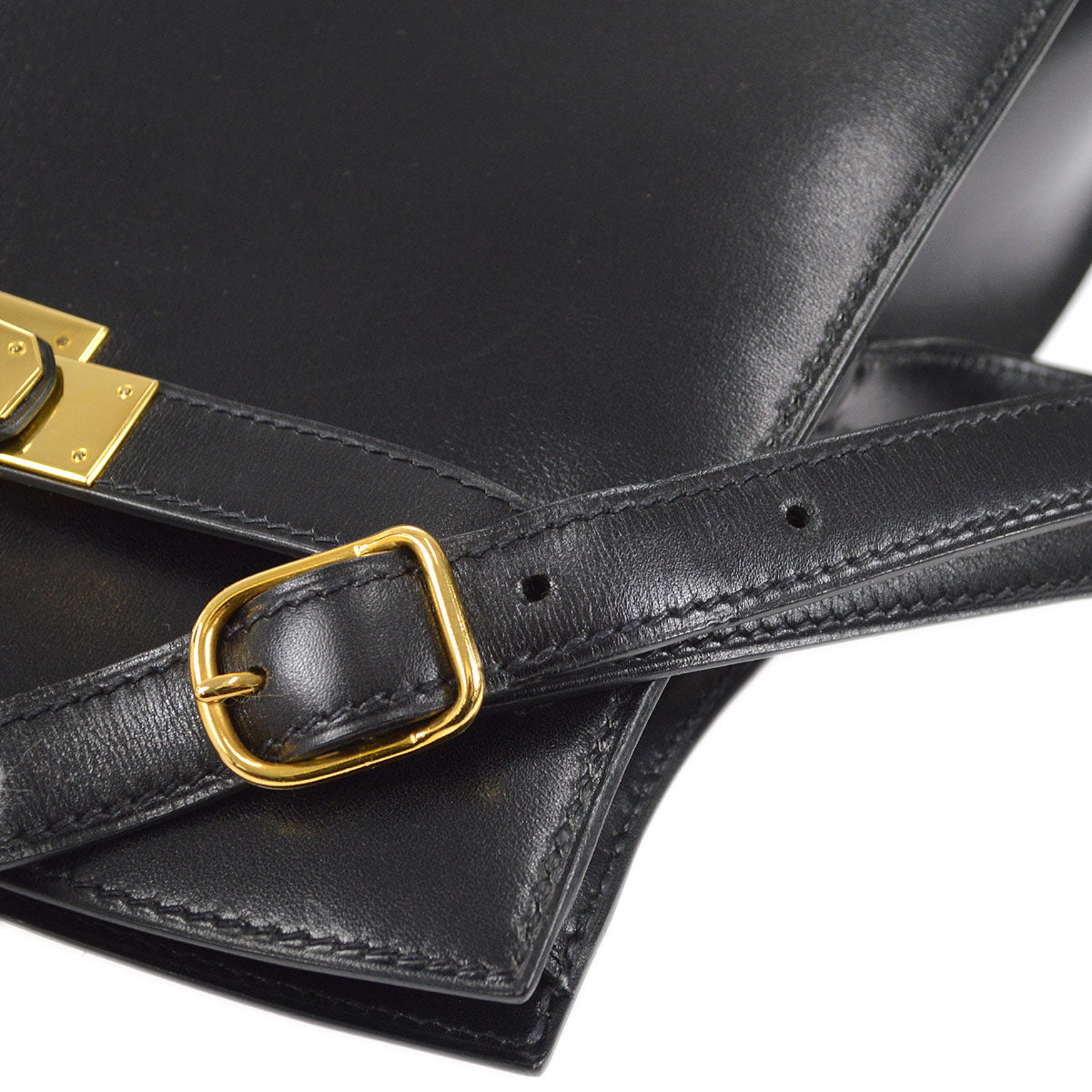 HERMES 1993 KELLY SPORT MM Black Box Calf