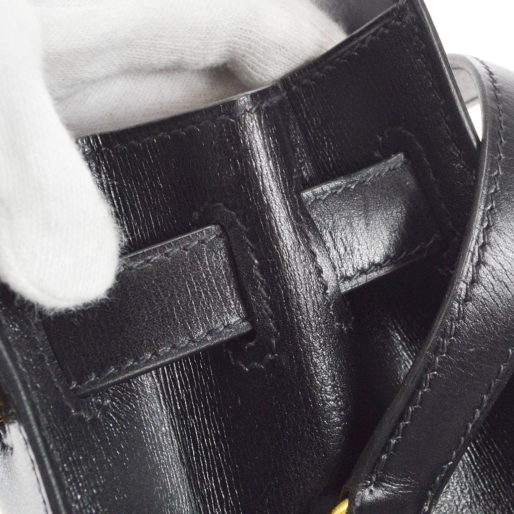 HERMES 1993 KELLY SPORT MM Black Box Calf