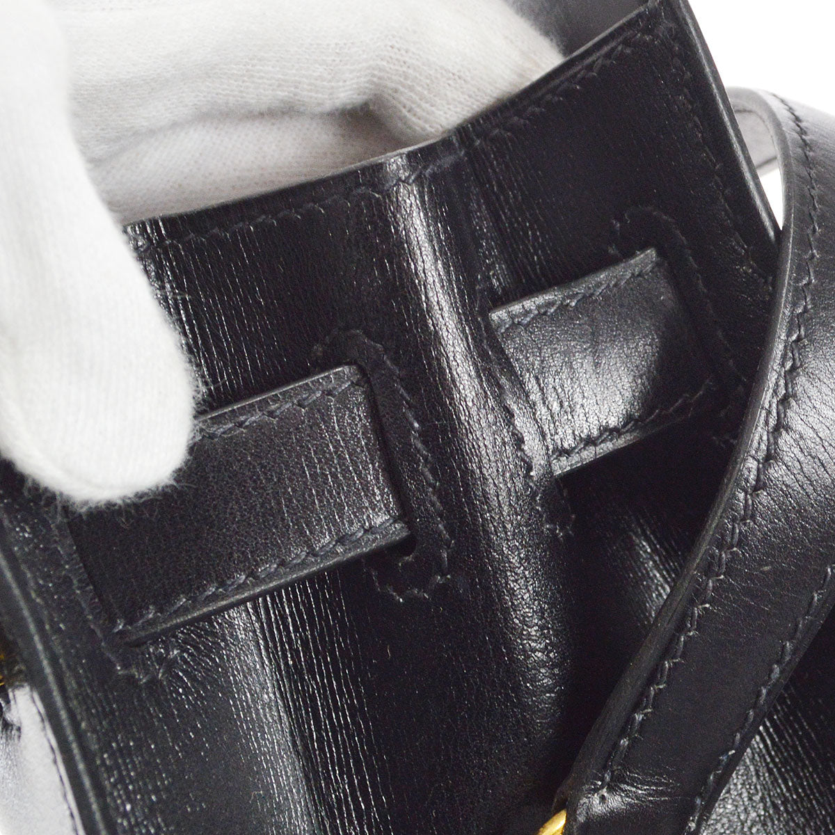 HERMES 1993 KELLY SPORT MM Black Box Calf