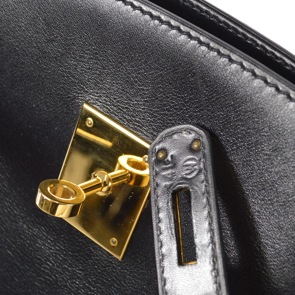 HERMES 1993 KELLY SPORT MM Black Box Calf