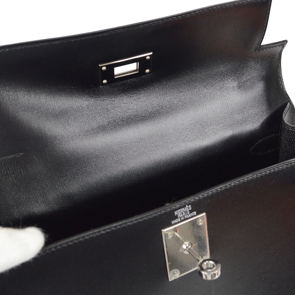 HERMES 2002 KELLY 28 SELLIER Black Box Calf