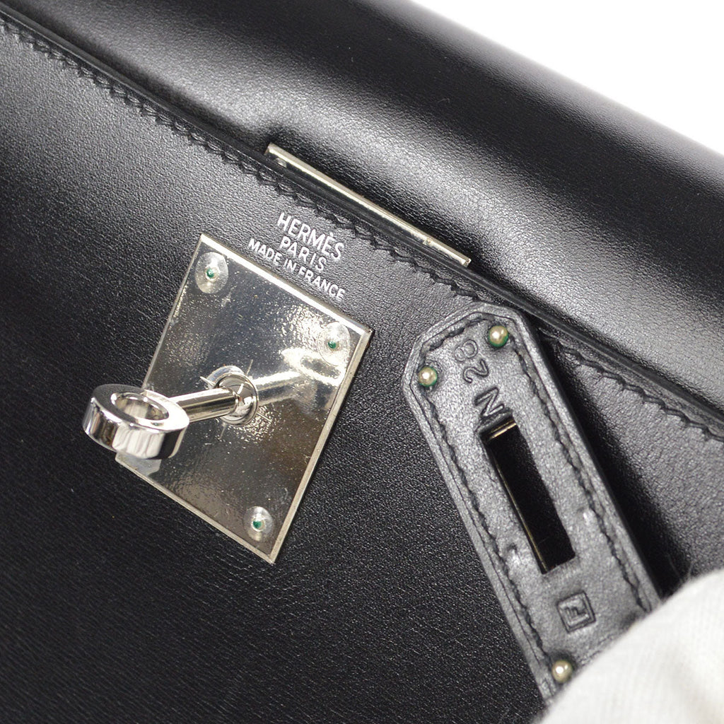HERMES 2002 KELLY 28 SELLIER Black Box Calf