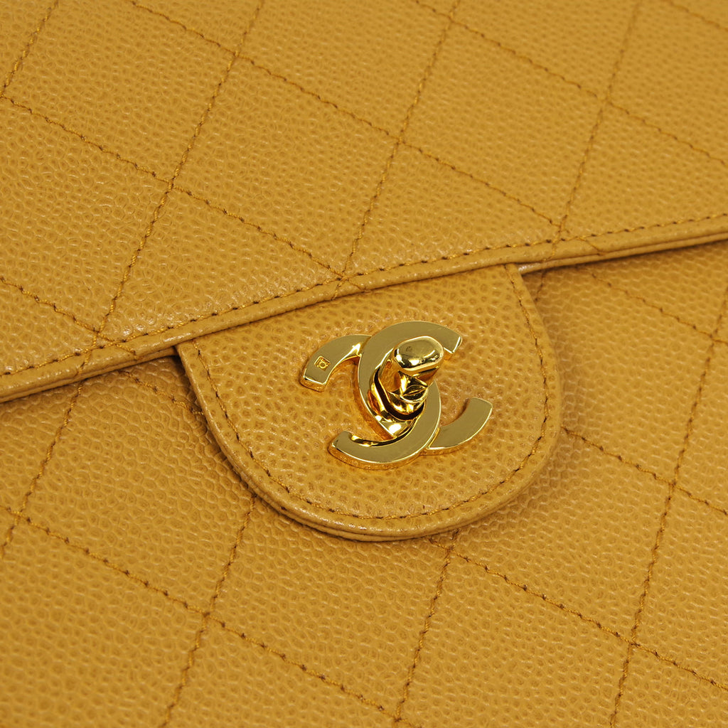 CHANEL Classic Flap Jumbo Shoulder Bag Beige Caviar 48601