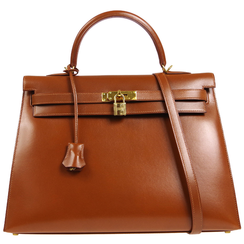 HERMES 2001 KELLY 35 SELLIER Fauve Box Calf