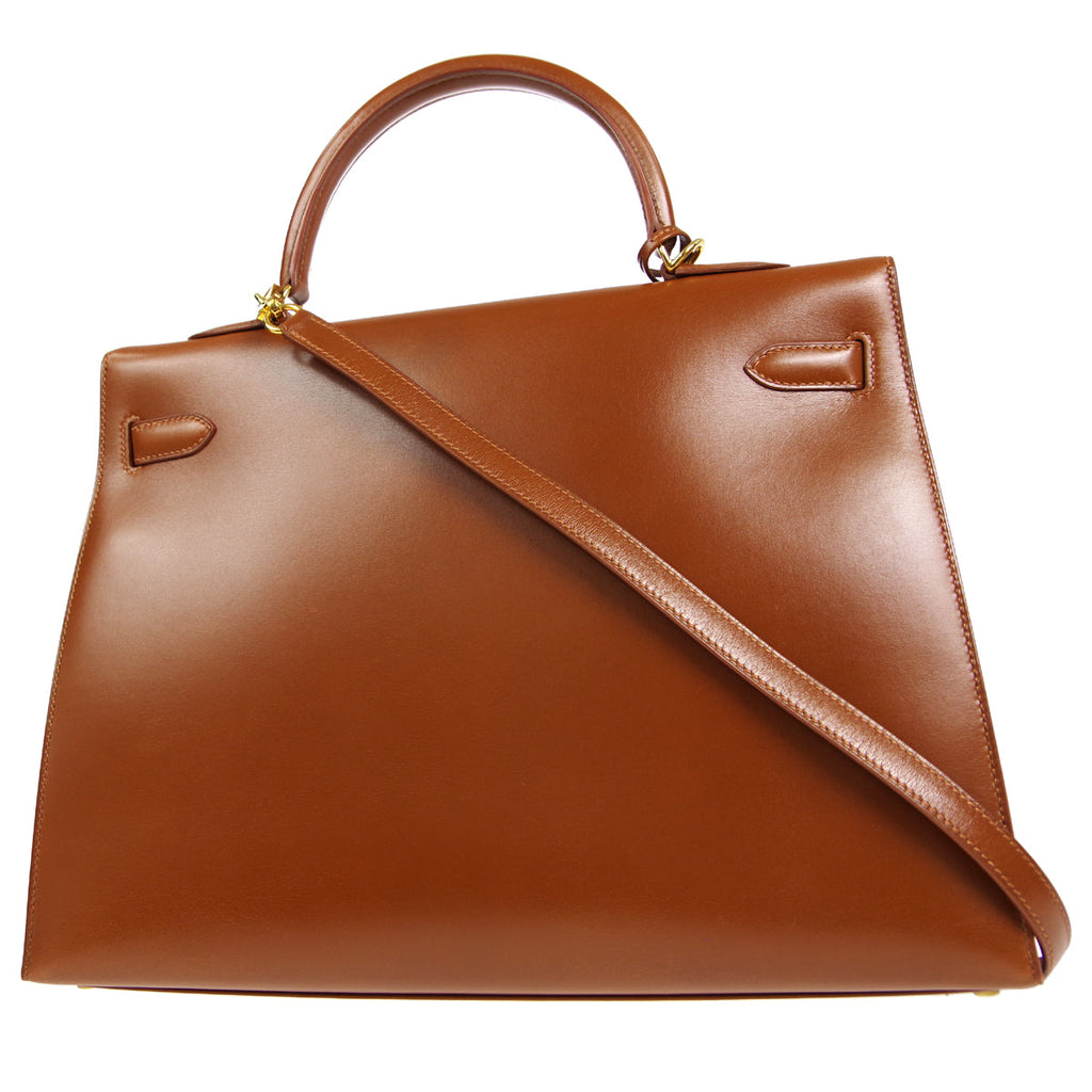 HERMES 2001 KELLY 35 SELLIER Fauve Box Calf