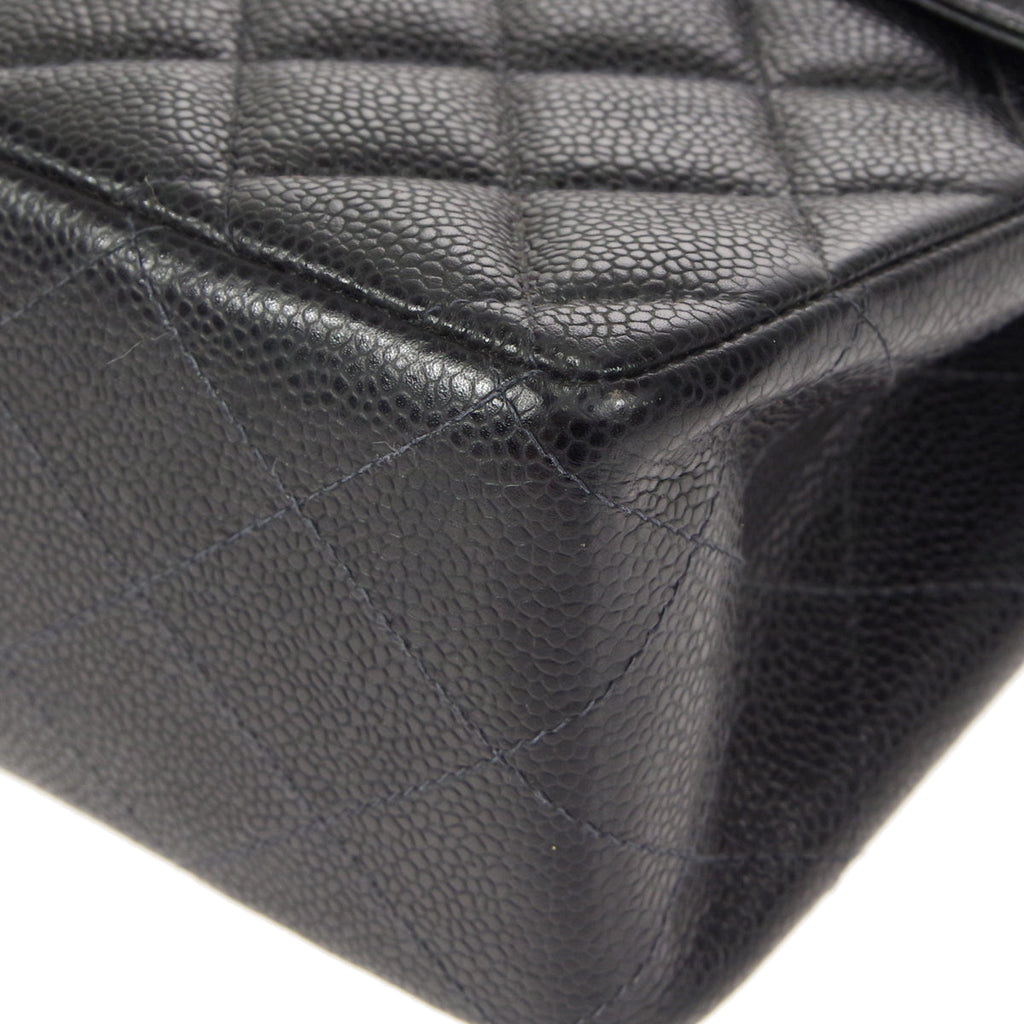 CHANEL 2000-2001 Classic Flap Jumbo SHW Black Caviar 48504