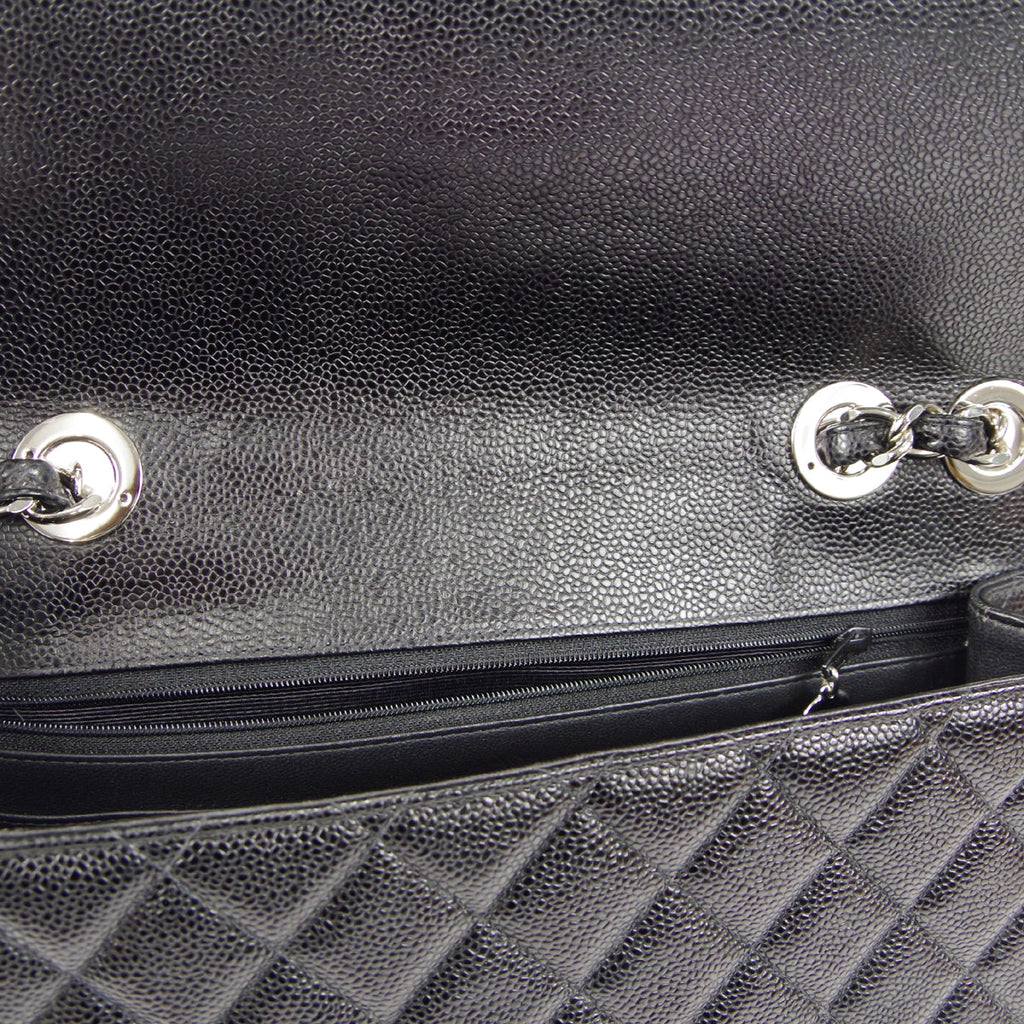 CHANEL 2000-2001 Classic Flap Jumbo SHW Black Caviar 48504