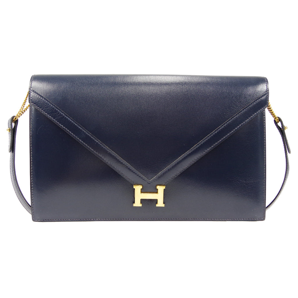 HERMES 1984 Lydie Navy Box Calf