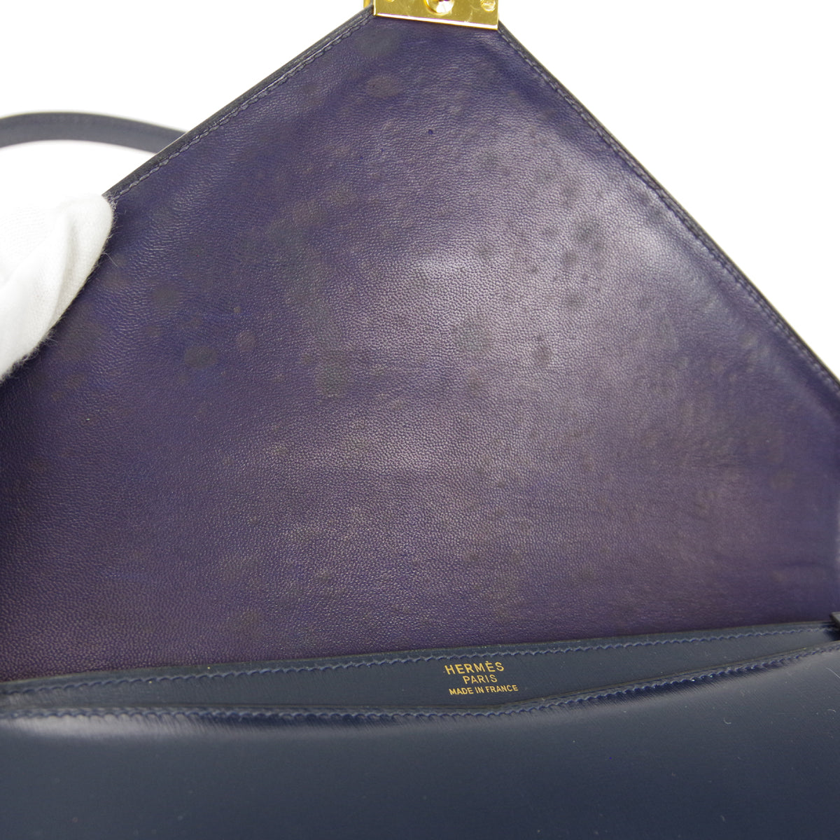 HERMES 1984 Lydie Navy Box Calf