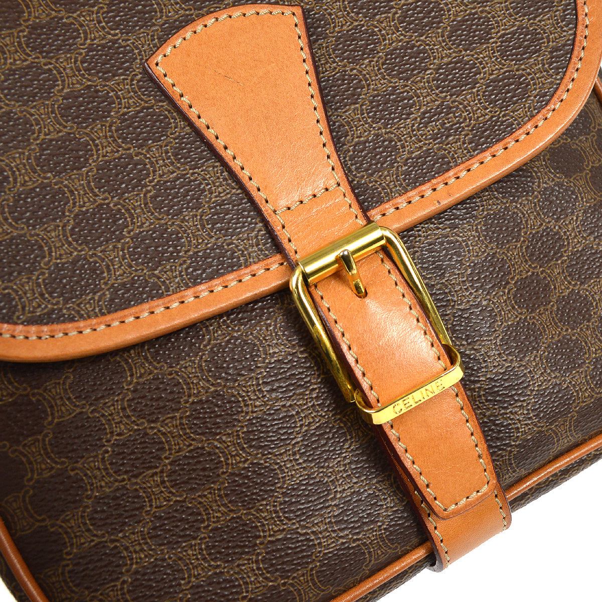CELINE Macadam Shoulder Bag Brown