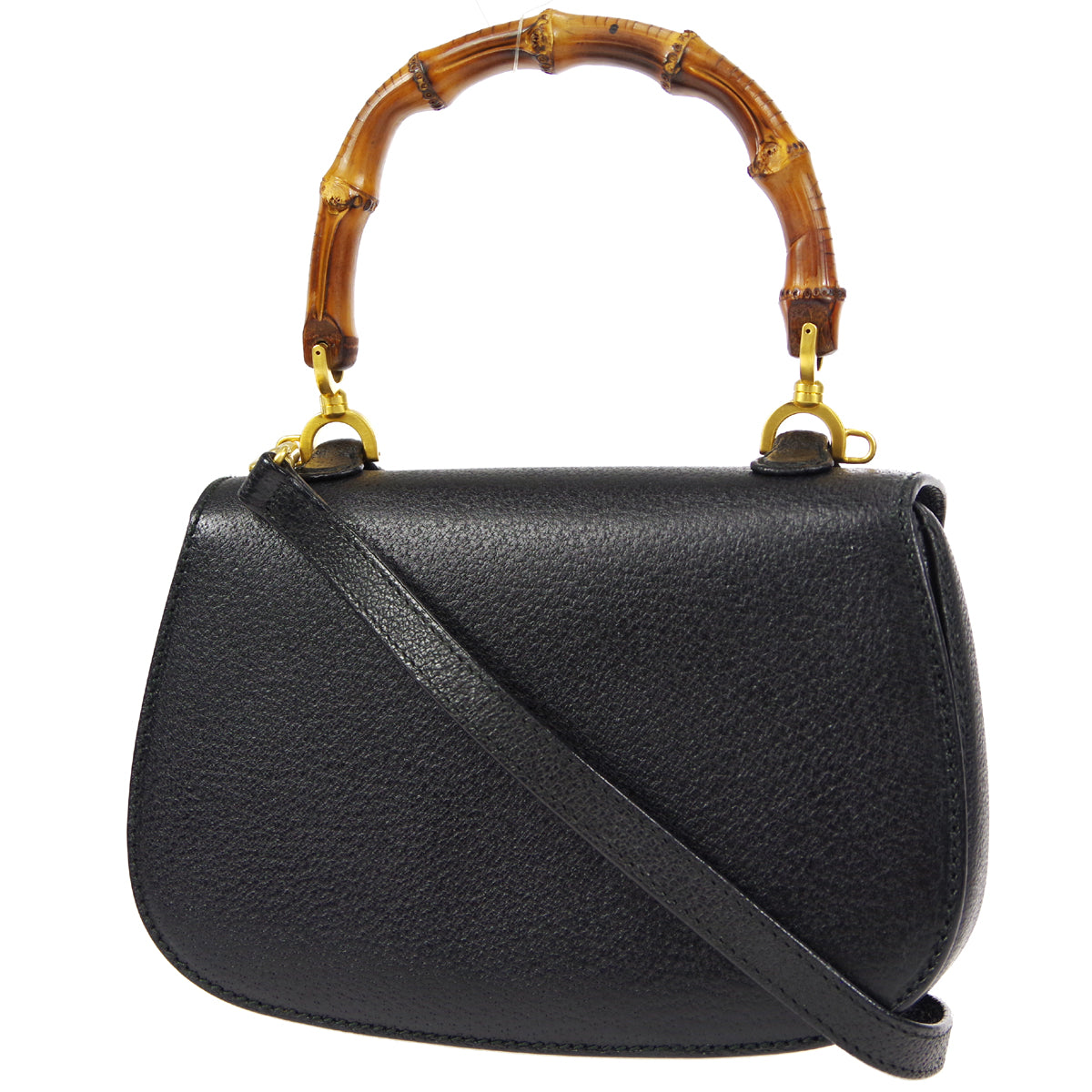 GUCCI Bamboo Line 2way Shoulder Handbag Black