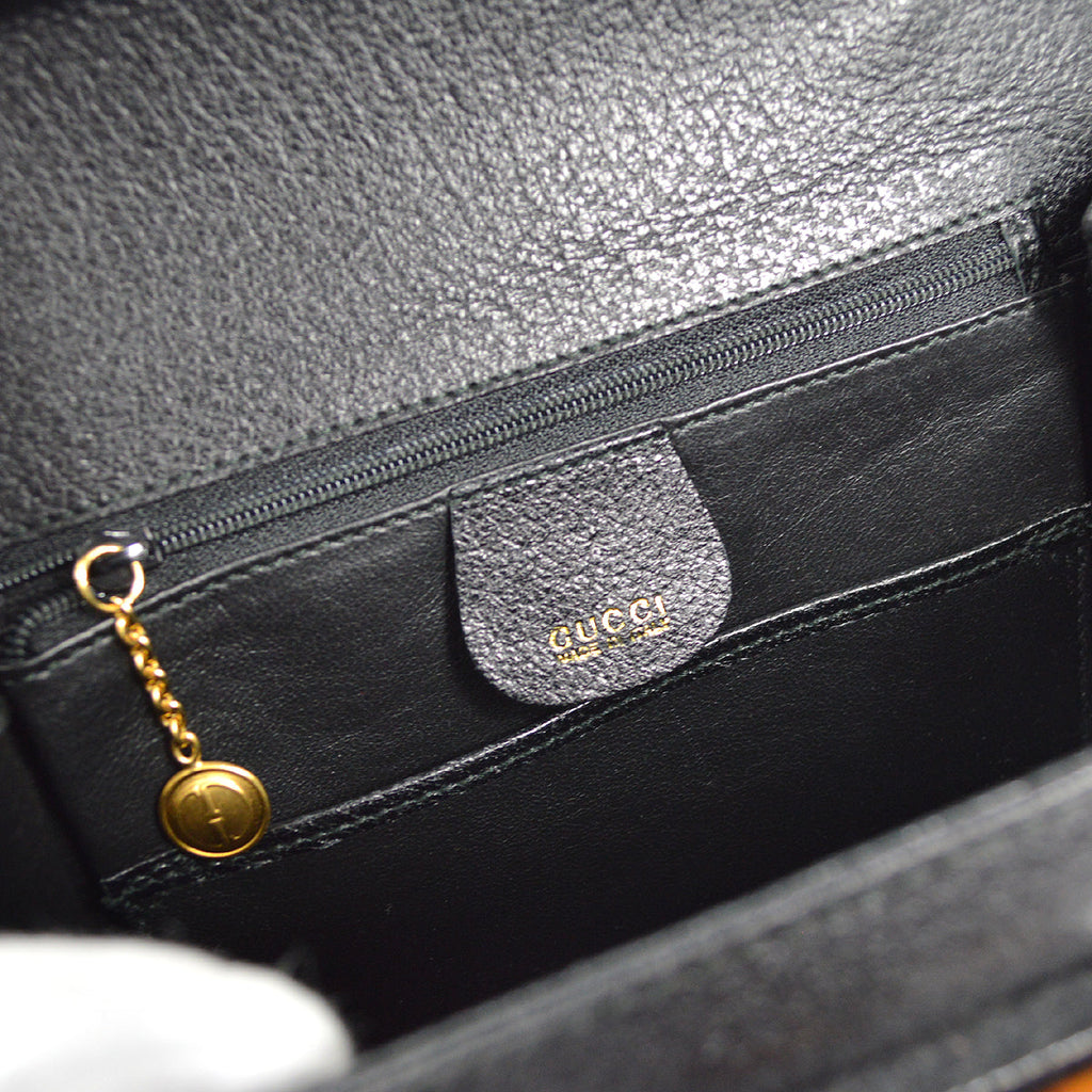 GUCCI Bamboo Line 2way Shoulder Handbag Black