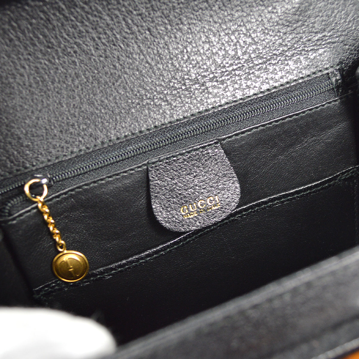GUCCI Bamboo Line 2way Shoulder Handbag Black