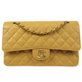 CHANEL Classic Double Flap Medium Shoulder Bag Beige Caviar 18728