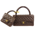 CHANEL Classic Single Flap 2 in 1 Handbag Set Brown Lambskin 24809