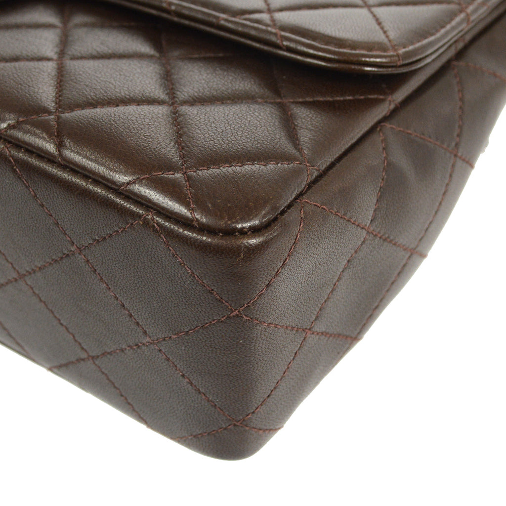 CHANEL Classic Single Flap 2 in 1 Handbag Set Brown Lambskin