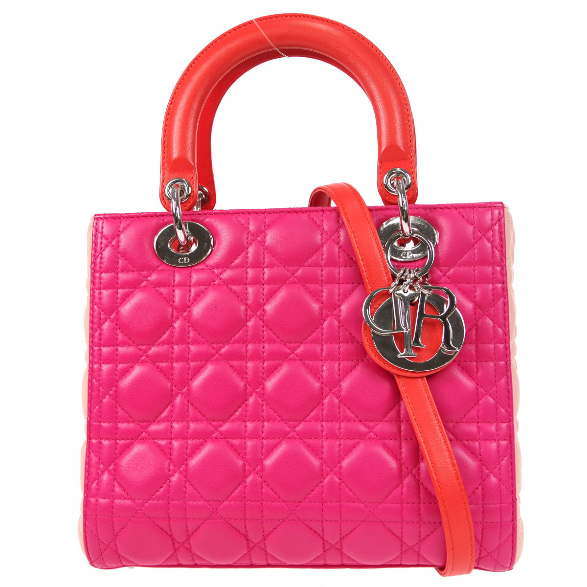Christian Dior Lady Dior Cannage 2way Shoulder Handbag Tricolor