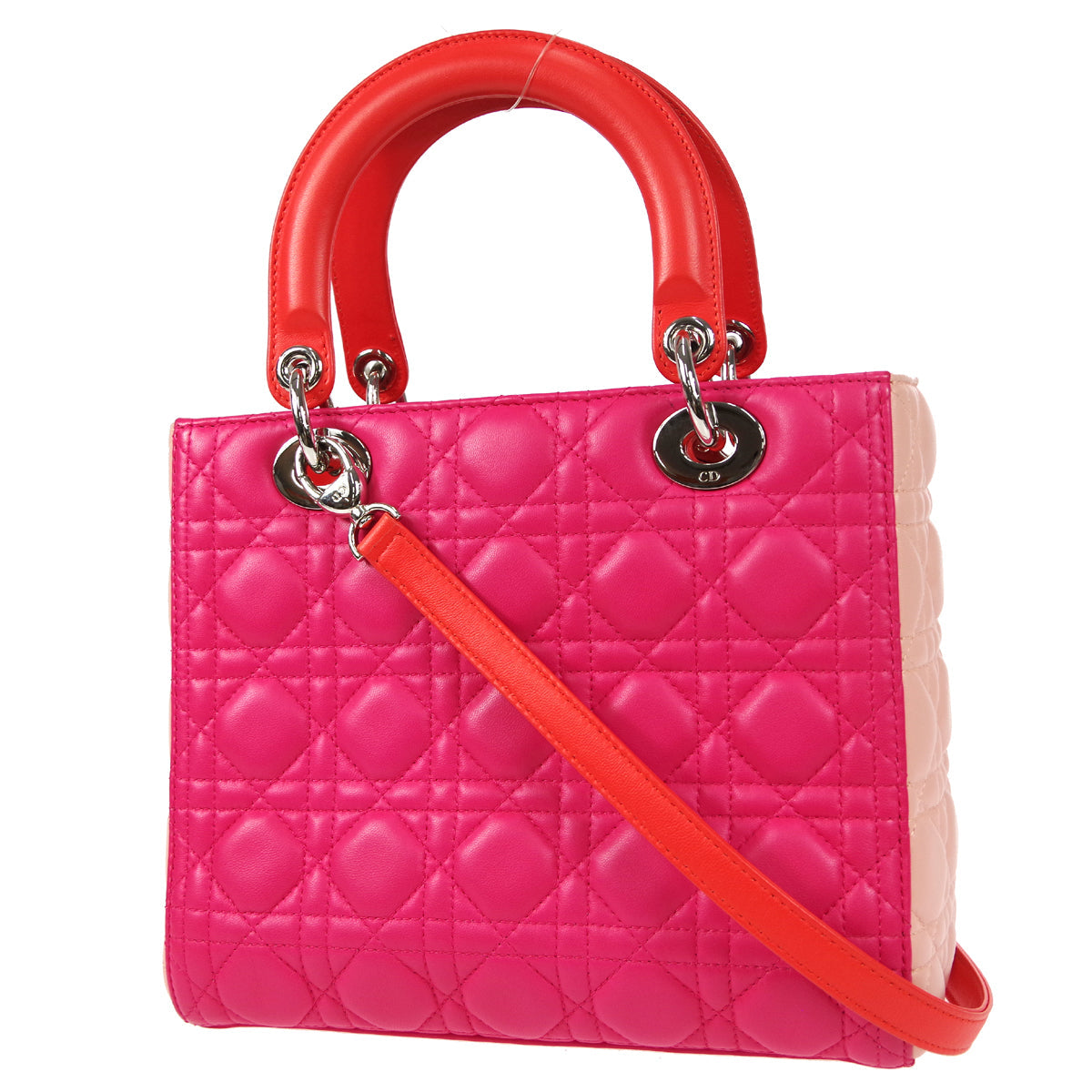 Christian Dior Lady Dior Cannage 2way Shoulder Handbag Tricolor