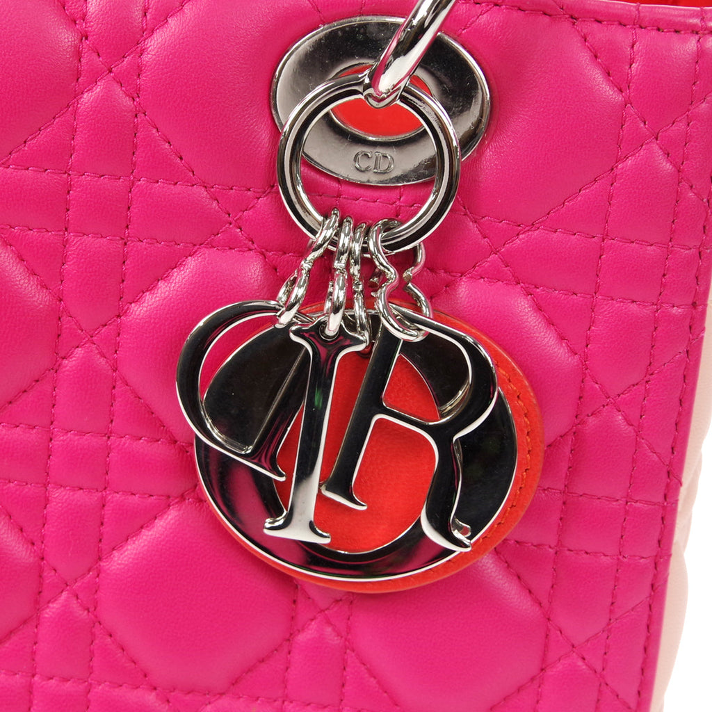 Christian Dior Lady Dior Cannage 2way Shoulder Handbag Tricolor