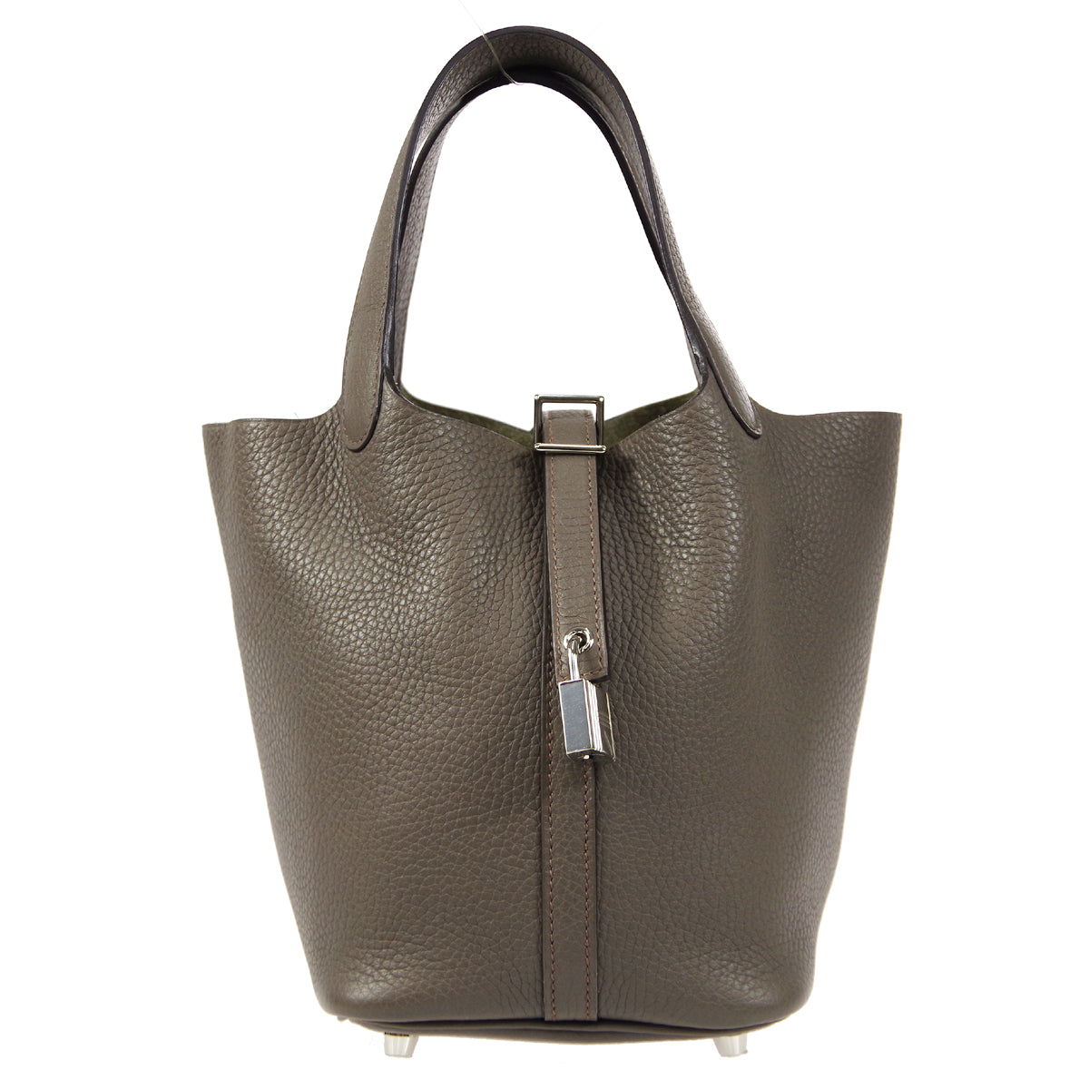 HERMES Picotin Lock PM Handbag Etain Taurillon Clemence