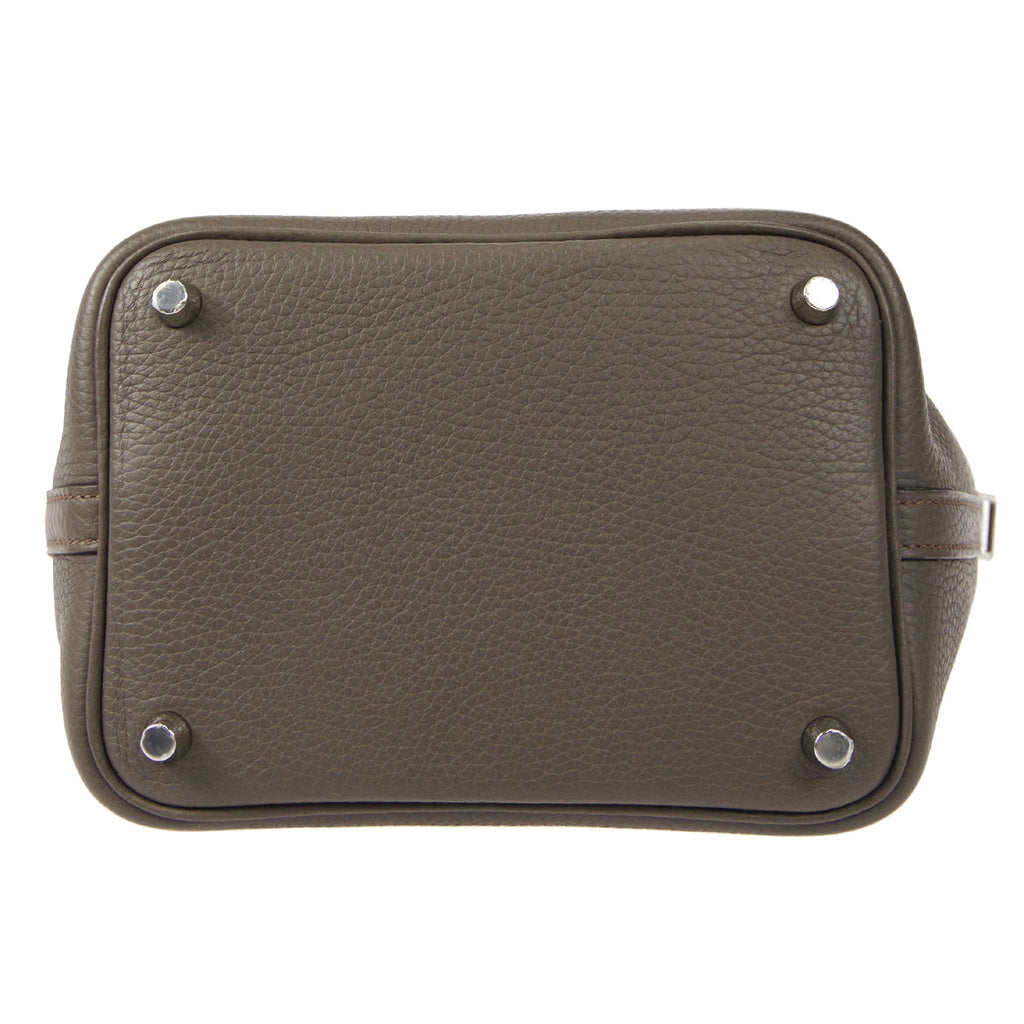 HERMES Picotin Lock PM Handbag Etain Taurillon Clemence