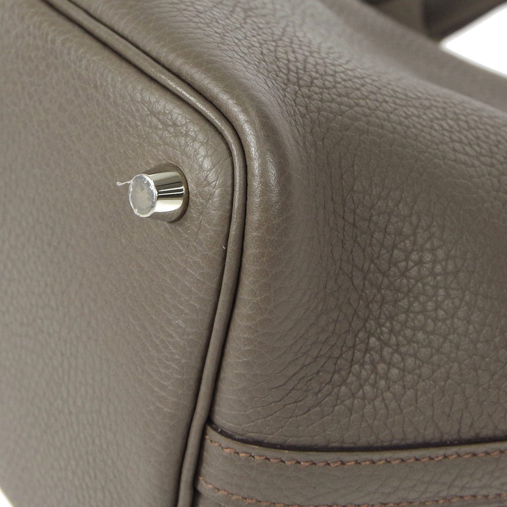 HERMES Picotin Lock PM Handbag Etain Taurillon Clemence