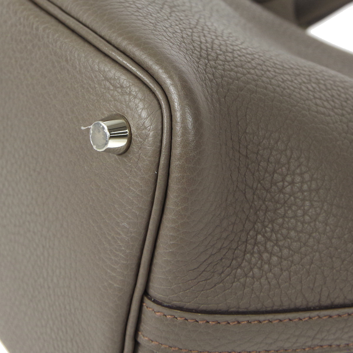 HERMES Picotin Lock PM Handbag Etain Taurillon Clemence
