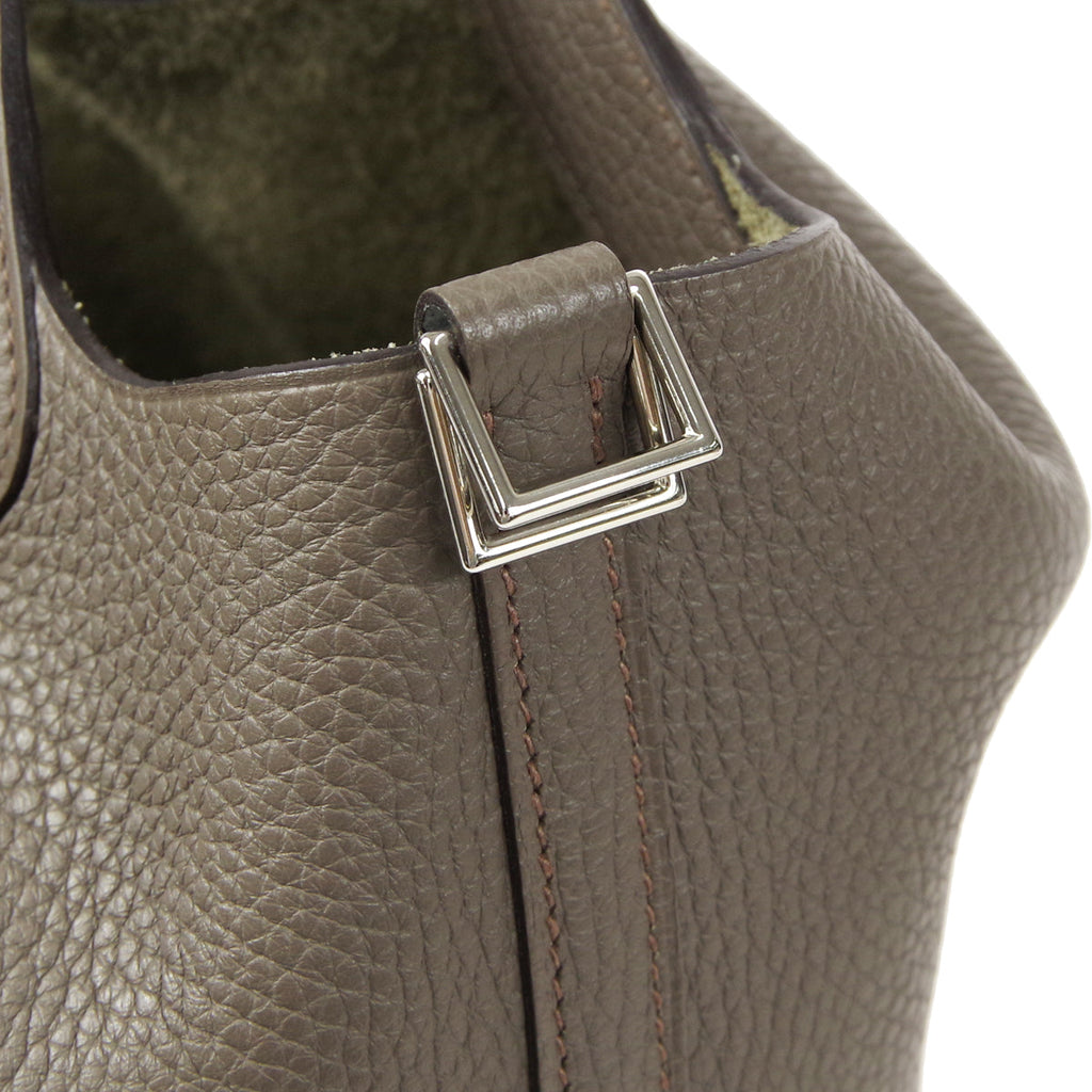 HERMES Picotin Lock PM Handbag Etain Taurillon Clemence