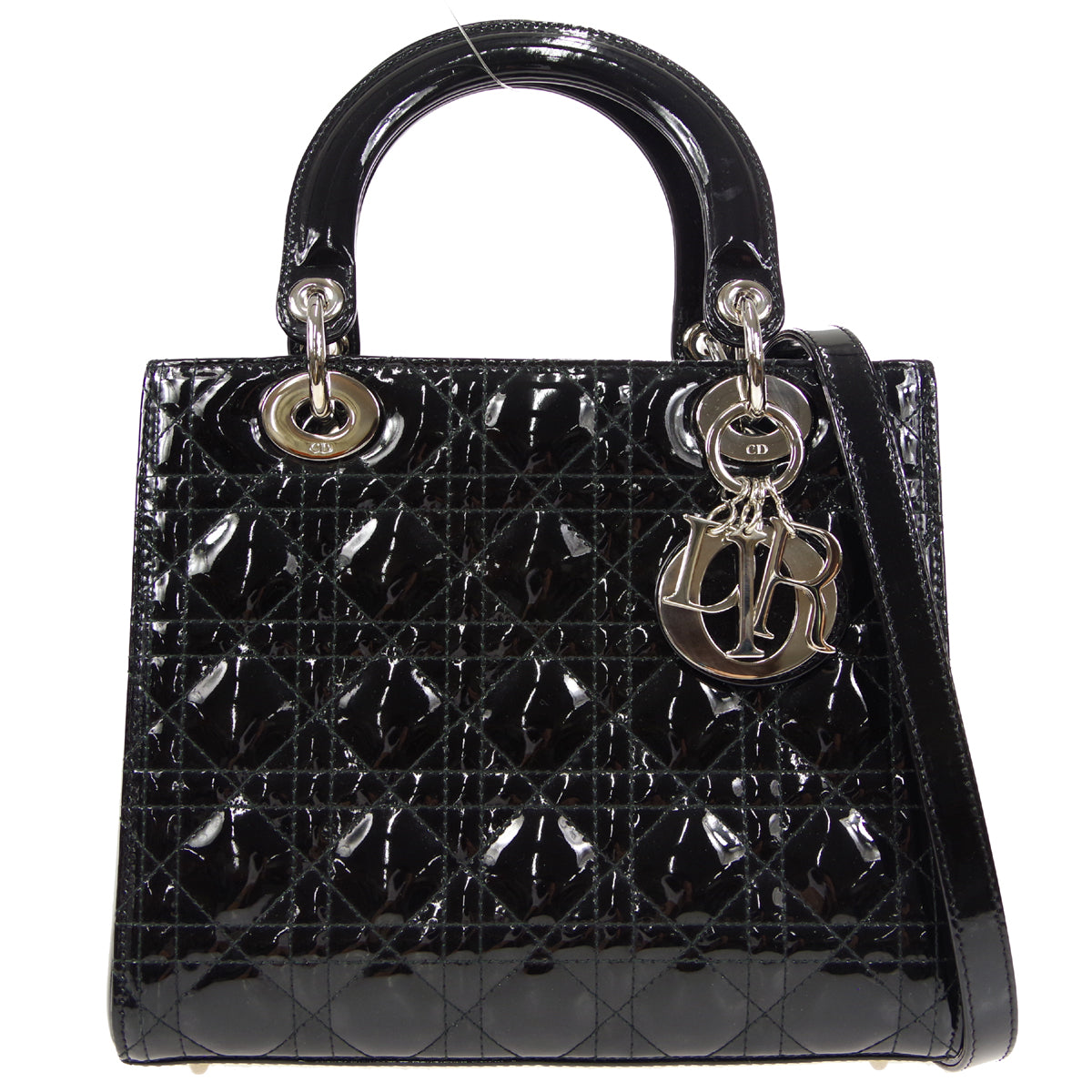 Christian Dior 2010 Lady Dior Cannage 2way Shoulder Handbag Black